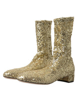 Elegantes mittleres Kalb Goldstiefel exklusives Design