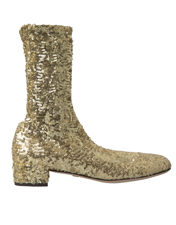 Elegantes mittleres Kalb Goldstiefel exklusives Design