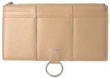 Eleganter beige Lederbrieftasche mit abnehmbarem Riemen