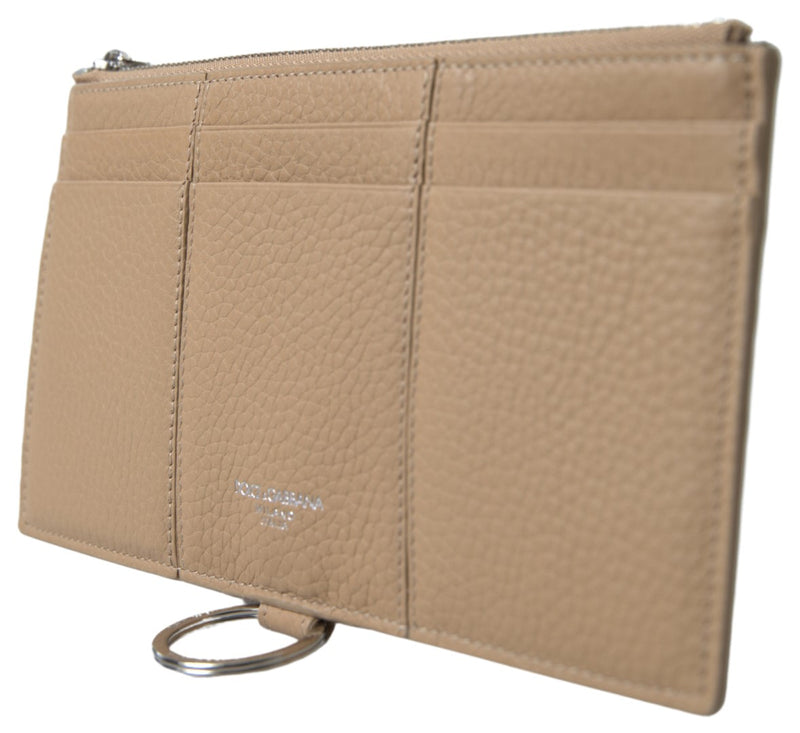 Portefeuille en cuir beige élégant avec sangle détachable