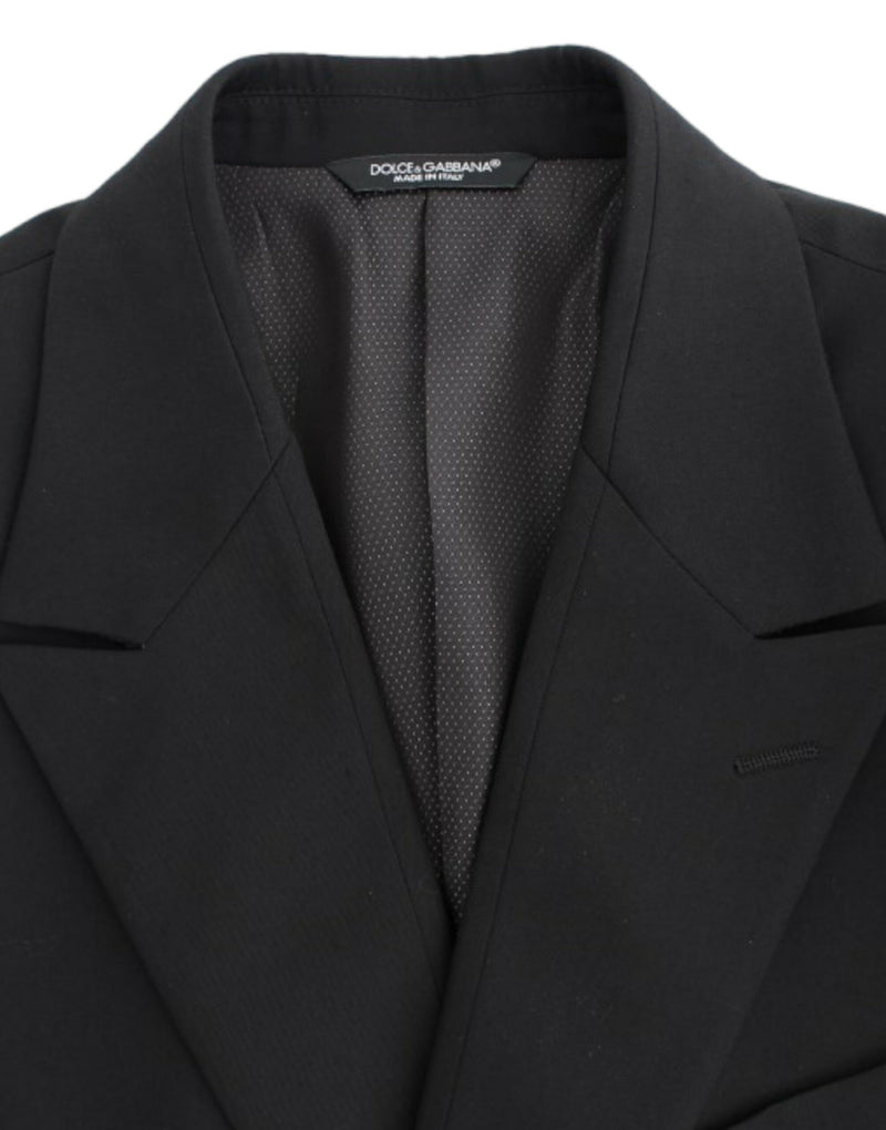 Elegante blazer di lana nera in forma slim