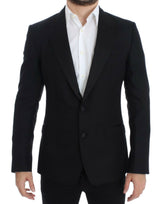 Elegante miscela di seta nera Sicilia Blazer