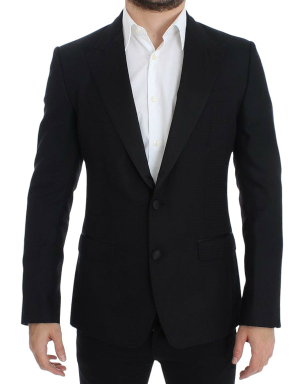 Elegante schwarze Seidenmischung Sizilien Blazer