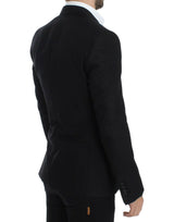 Elegante miscela di seta nera Sicilia Blazer