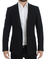 Elegante schwarze Seidenmischung Sizilien Blazer