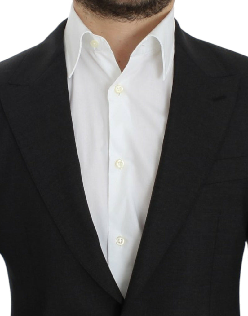 Sleek Grey Wool Slim Fit Blazer