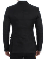 Κομψό Black Silk Blend Blazer Two-Button