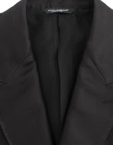 Κομψό Black Silk Blend Blazer Two-Button