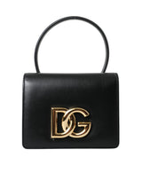 Elegante borsa per cintura in pelle nera con accenti d'oro