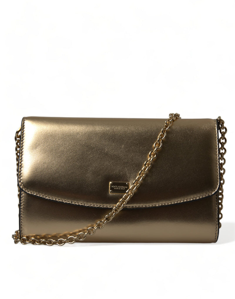 Elegant Metallic Gold Leather Crossbody Purse