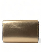 Elegant Metallic Gold Leather Crossbody Purse