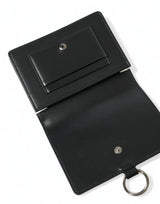 Elegant Black Leather Crystal Card Holder Wallet