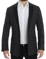 Elegant Black Polka Dotted Slim Fit Blazer