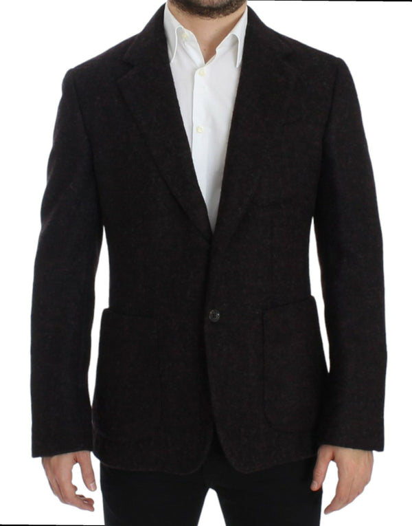 Giacca blazer a due bottoni alpaga bordeaux