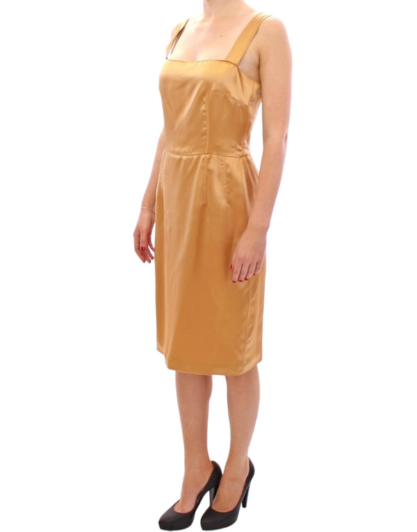 Elegantes Bronze-Seidenkleid mit knielangen Scheide