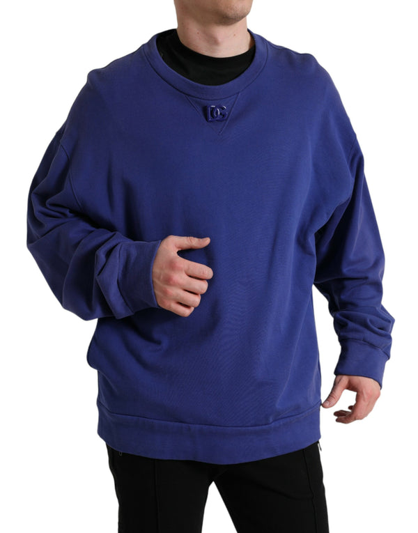 Royal Blue Cotton Crewneck πουλόβερ