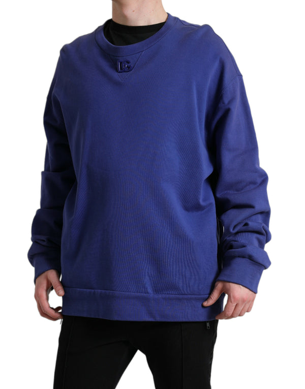 Royal Blue Cotton Crewneck -Pullover