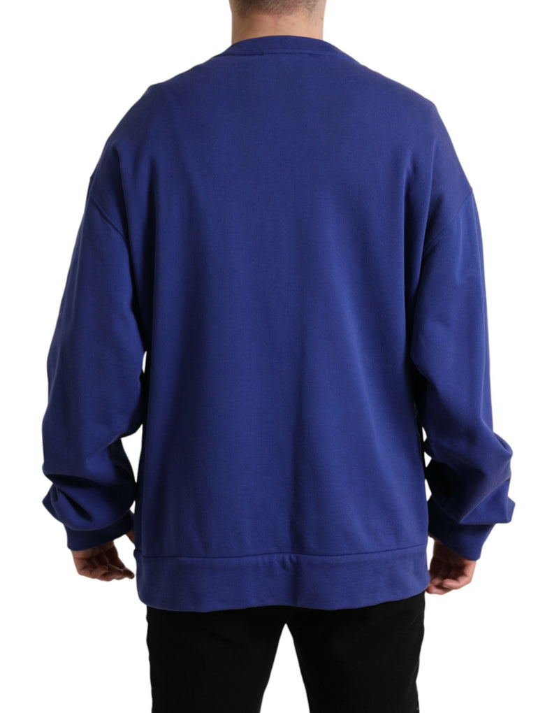 Royal Blue Cotton Crewneck -Pullover