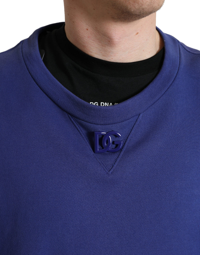 Royal Blue Cotton Crewneck -Pullover