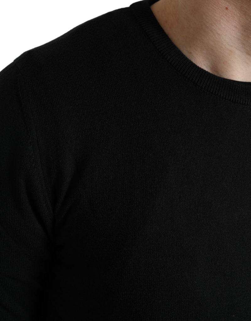 Elegante maglione pullover in squadra di cotone nero