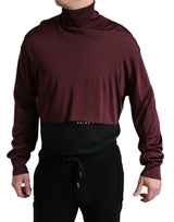 Kastanienbrauner Rollkragenpullover Viskose -Pullover