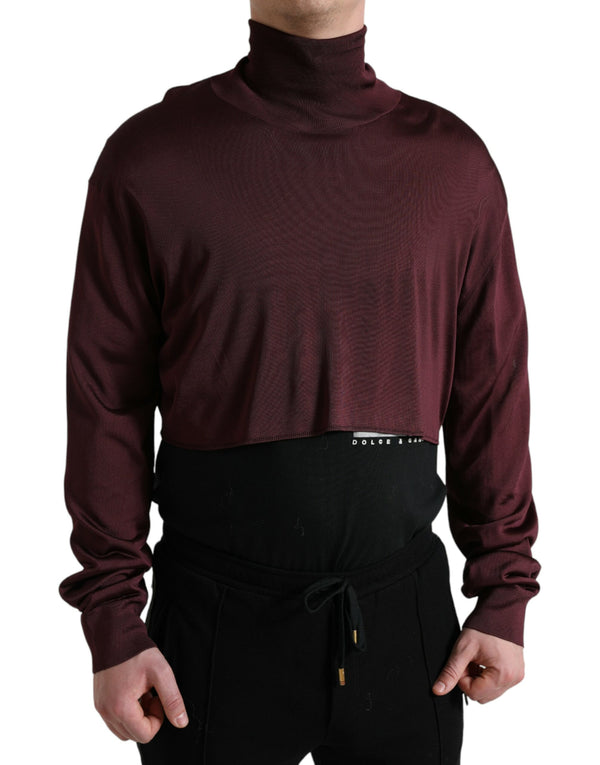 Kastanienbrauner Rollkragenpullover Viskose -Pullover