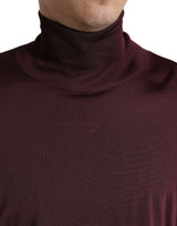 Kastanienbrauner Rollkragenpullover Viskose -Pullover