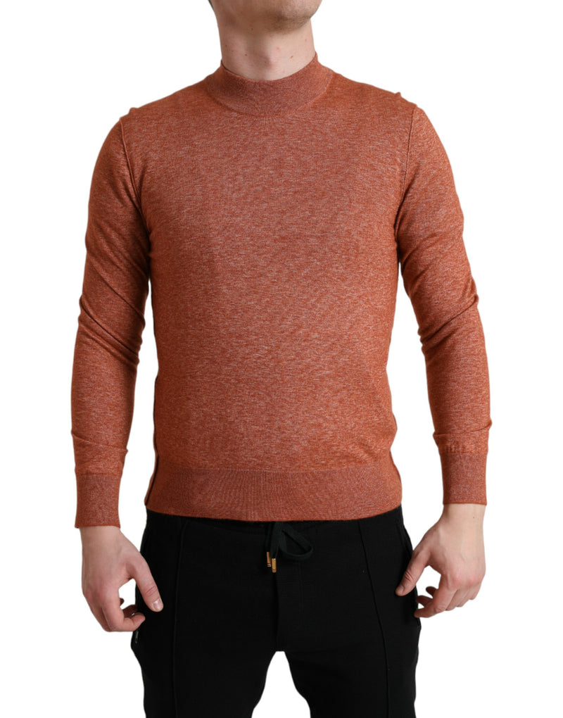 Silk-Cashmere Orange Crew Neck Pull