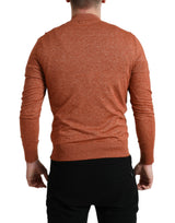 Suéter de cuello de la tripulación de la tripulación de naranja de seda-cashmere