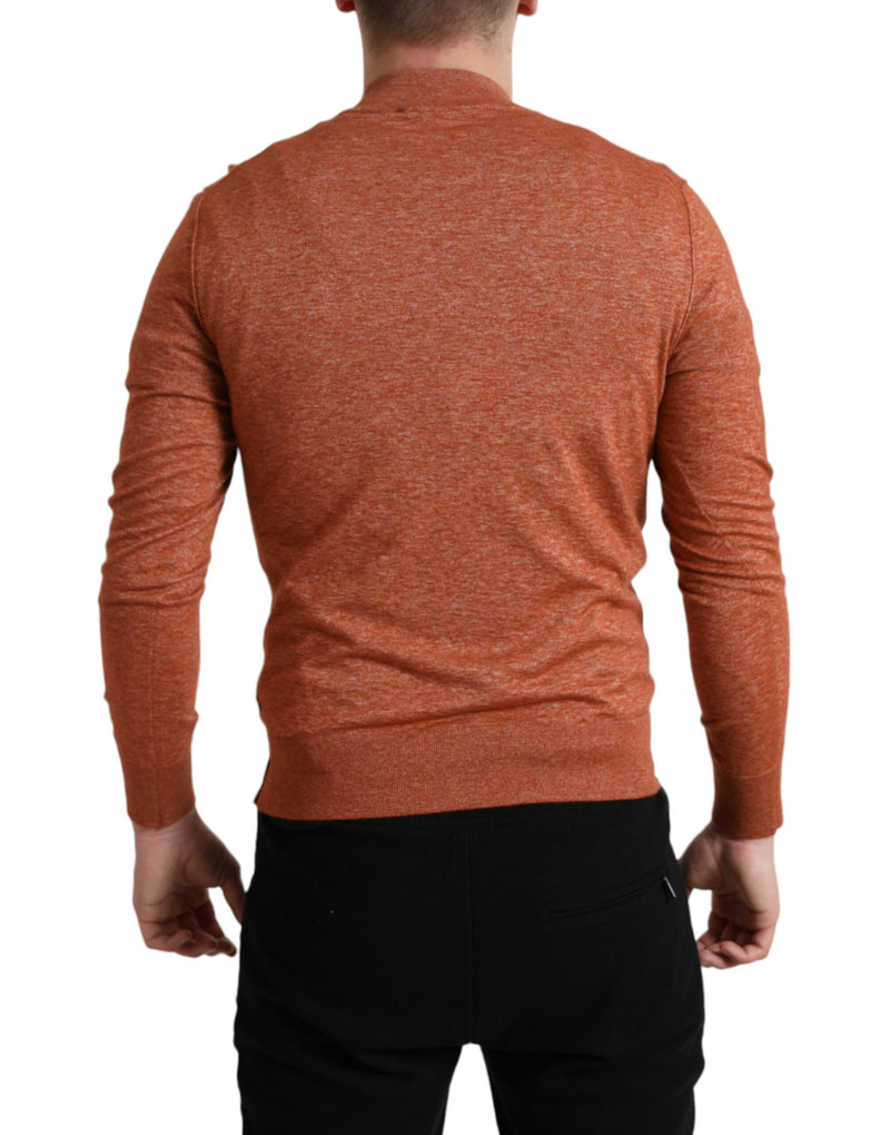 Silk-Cashmere Orange Crew Neck Pull