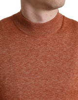 Silk-Cashmere Orange Crew Neck Pull