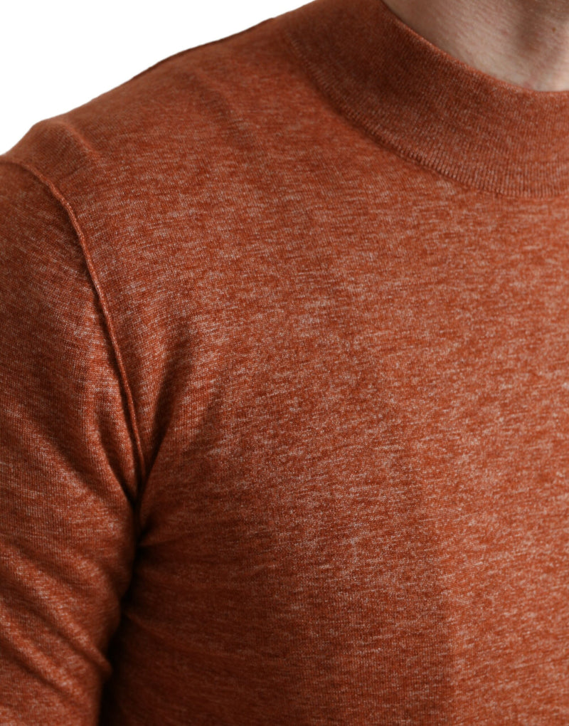 Silk-Cashmere Orange Crew Neck Pull