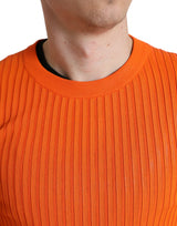 Schlanker Sonnenuntergang orange gestrickter Pullover Pullover