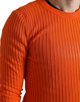 Sweater de jarra de punto de punto naranja elegante y puesta de sol