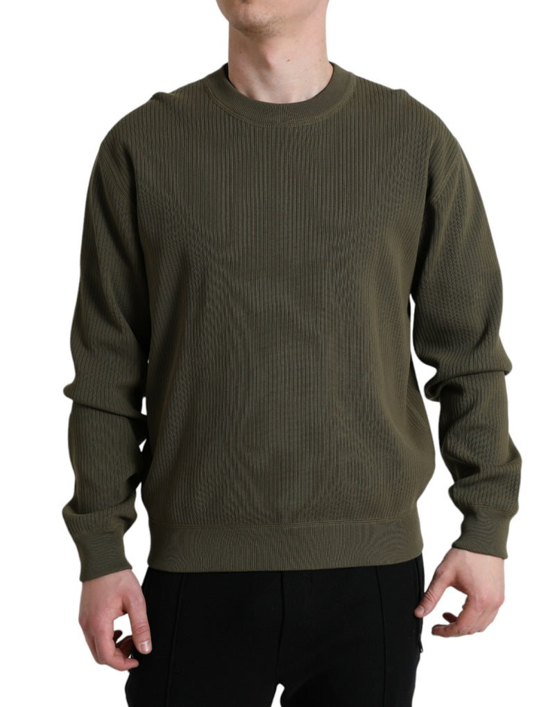 Eleganter grüner Crew -Hals -Baumwollpullover