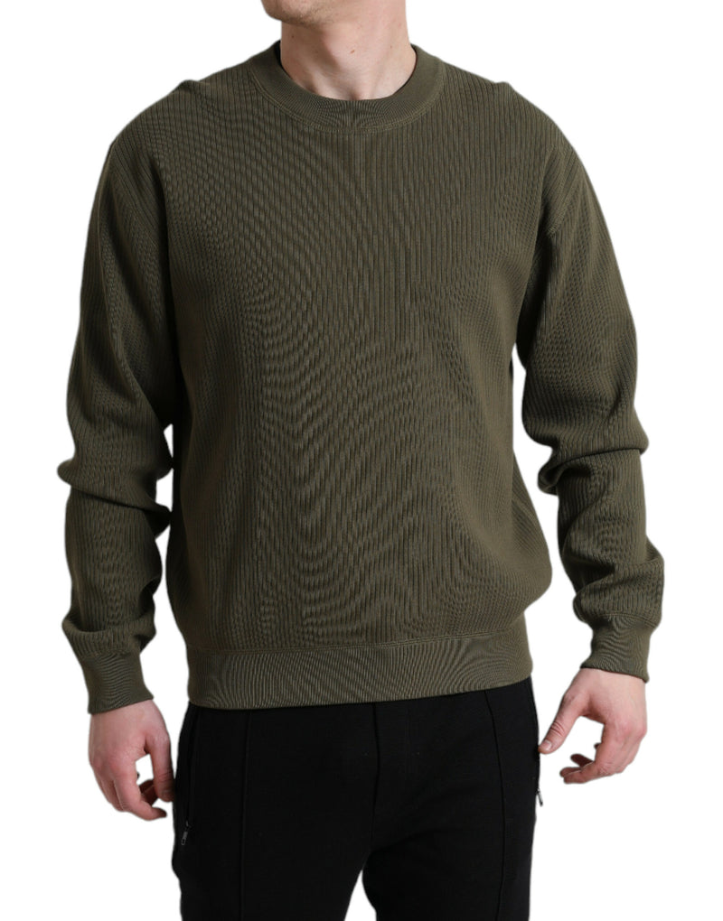 Eleganter grüner Crew -Hals -Baumwollpullover