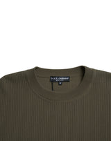 Eleganter grüner Crew -Hals -Baumwollpullover