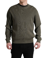 Eleganter grüner Crew -Nackenpullover