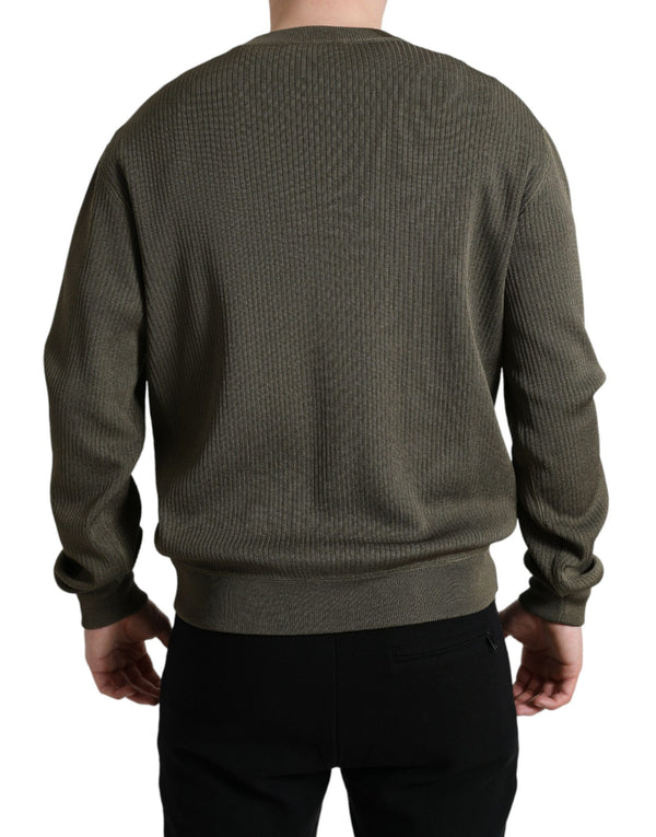 Eleganter grüner Crew -Nackenpullover