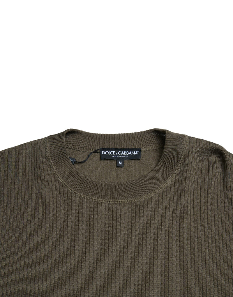 Eleganter grüner Crew -Nackenpullover