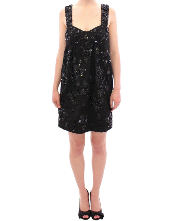 Κομψό sequined floral mini shift φόρεμα