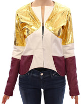 Elegante Metallic Croc Print Lederjacke