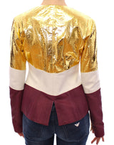 Elegante Metallic Croc Print Lederjacke