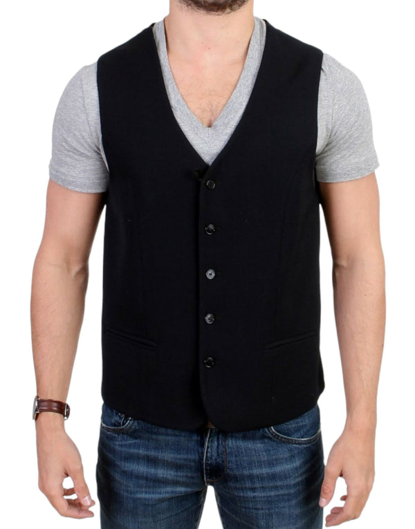 Elegante schwarze Wollmischung Casual Weste