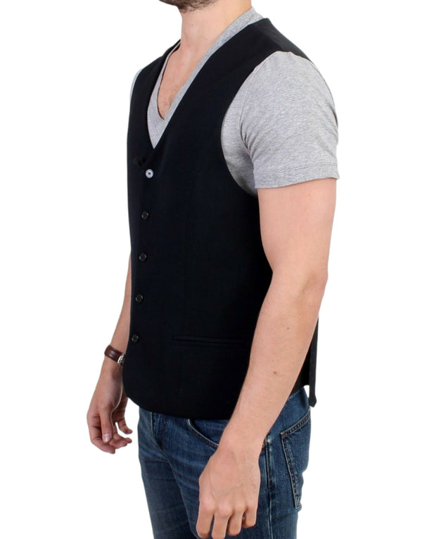 Elegante schwarze Wollmischung Casual Weste