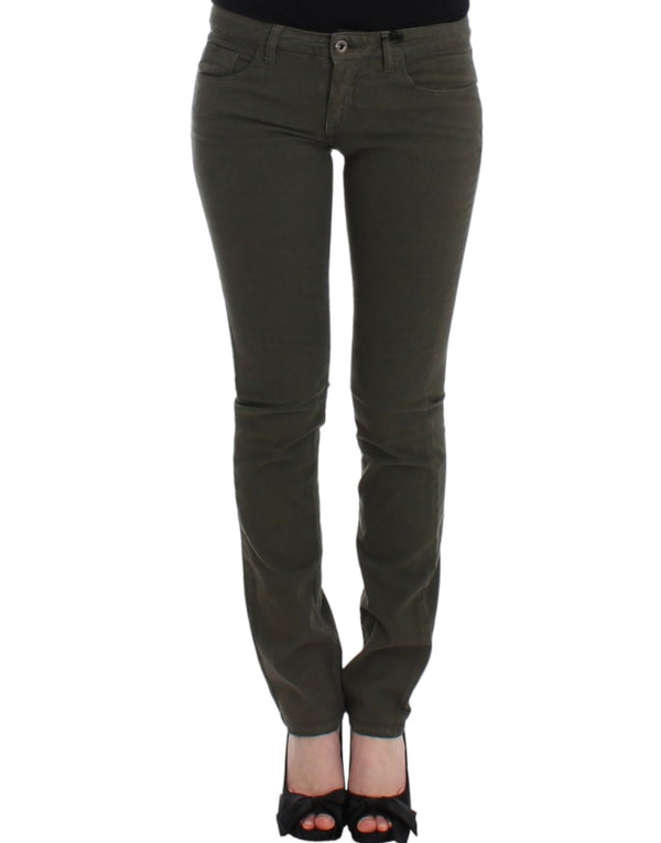 Jeans de concepteur de jambe mince de Green chic