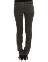 Chic Green Slim Leg Designer Jeans