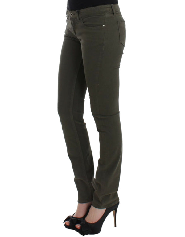 Jeans de concepteur de jambe mince de Green chic