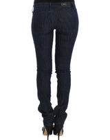 Chic Dark Blue Skinny Leg Jeans