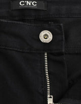 Elegantes jeans negros de pierna recta